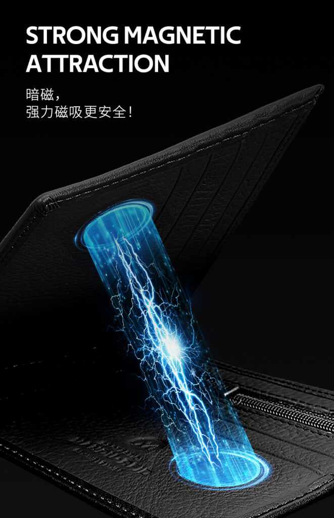 Carbon Fiber Magnetic Closure RFID Protected Mandu Branded Original Leather Wallet with Branded Gift Box