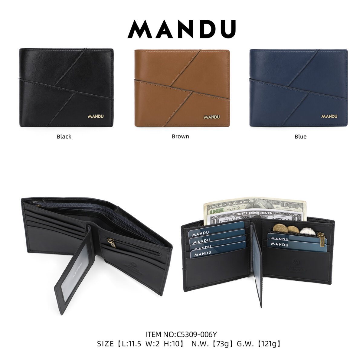 Mandu Branded Original Premium Leather Wallet (RFID) with Branded Gift Box