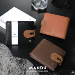 RFID Protected Snap Button Closure Mandu Branded Original Leather Wallet with Branded Gift Box Brand: Mandu