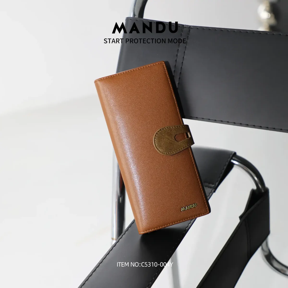 RFID Protected Mandu Branded Premium Quality Genuine Leather Long Wallet with Branded Gift Box