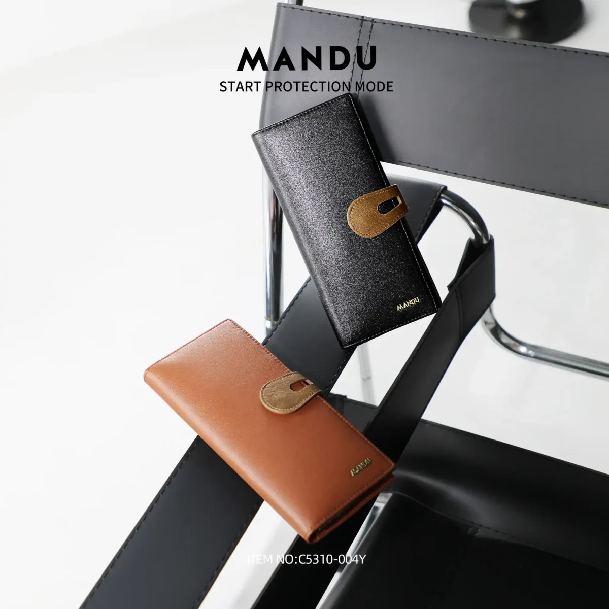 RFID Protected Mandu Branded Premium Quality Genuine Leather Long Wallet with Branded Gift Box