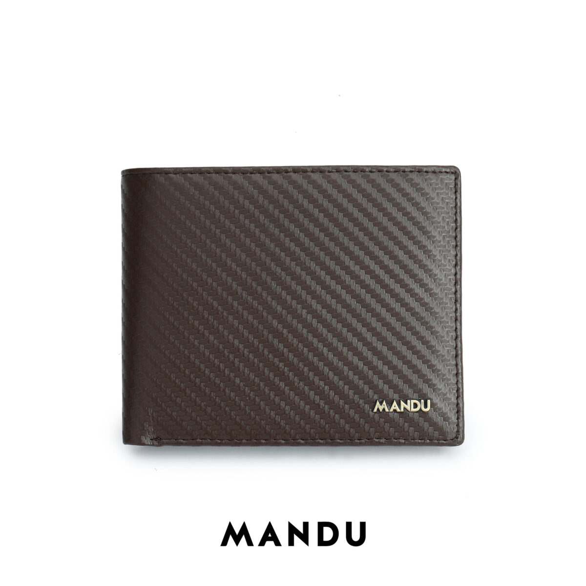 Carbon Fiver Magnetic Closure RFID Protected Mandu Branded Original Leather Wallet with Branded Gift Box