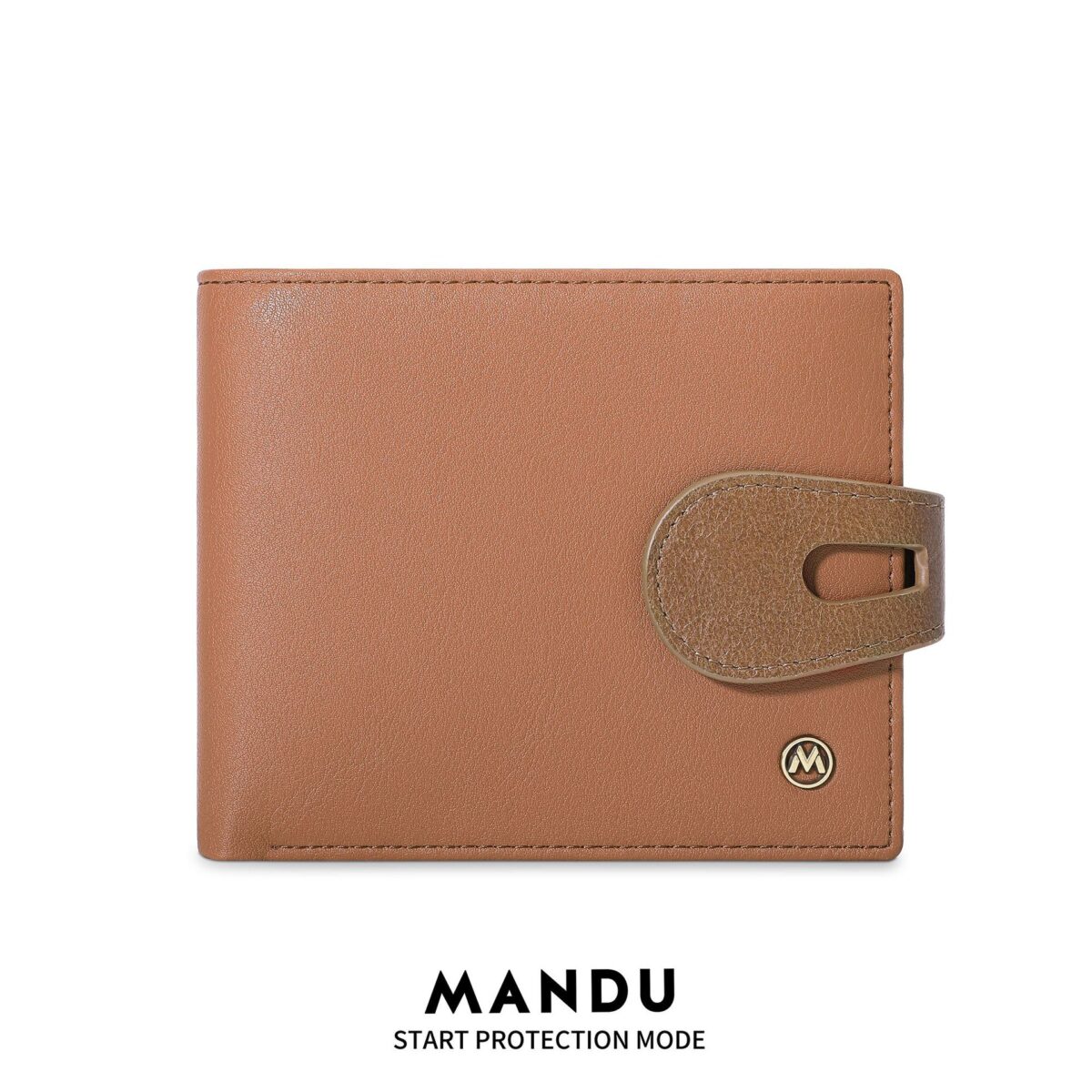 RFID Protected Snap Button Closure Mandu Branded Original Leather Wallet with Branded Gift Box Brand: Mandu