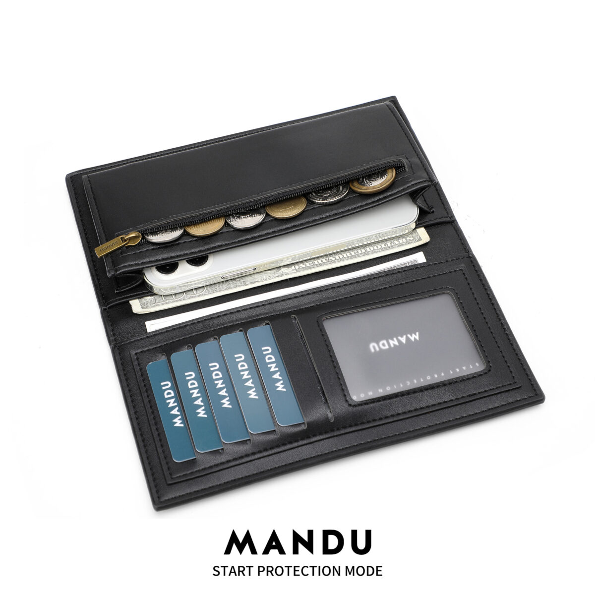 RFID Protected Mandu Branded Long Wallet with Branded Gift Box