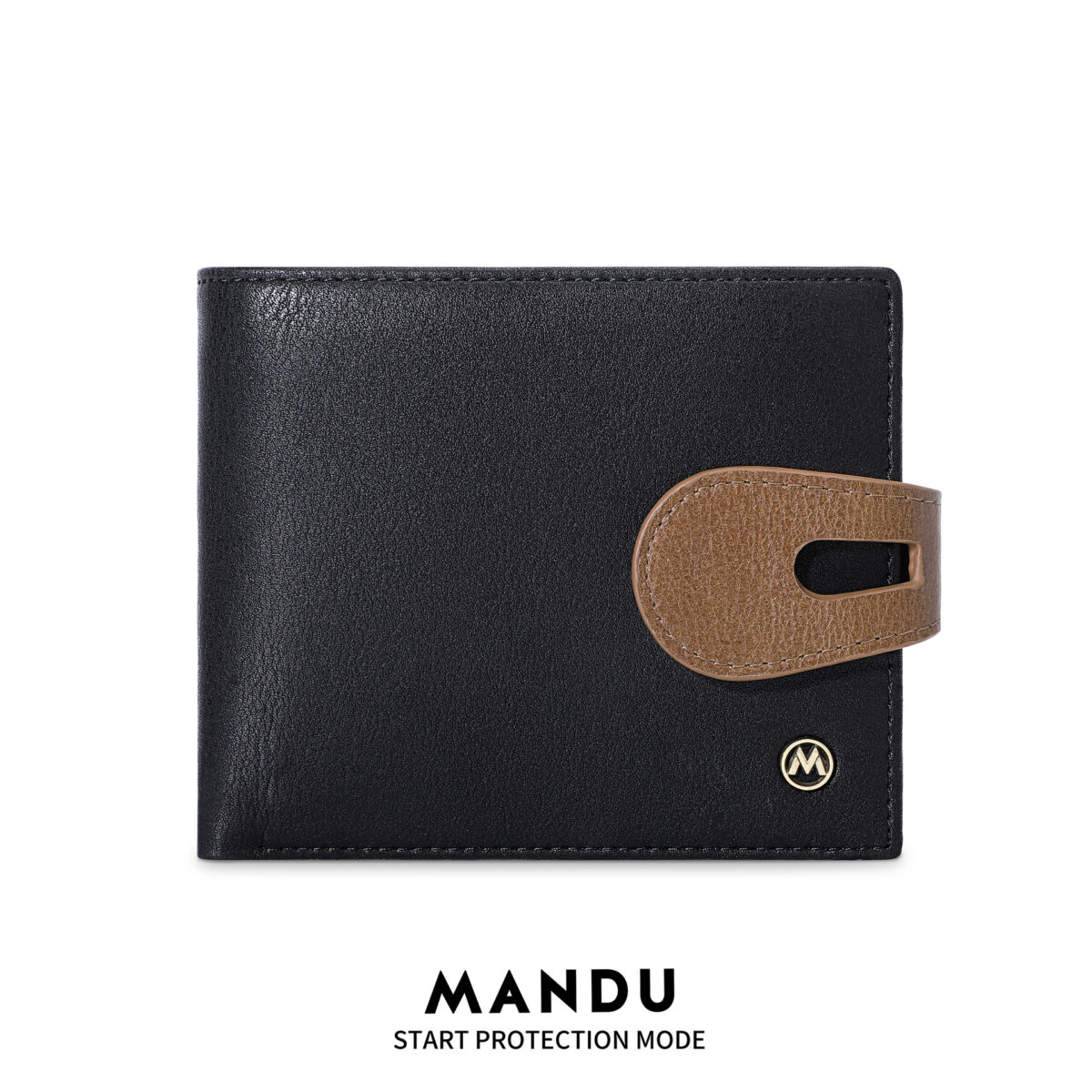 RFID Protected Snap Button Closure Mandu Branded Original Leather Wallet with Branded Gift Box Brand: Mandu
