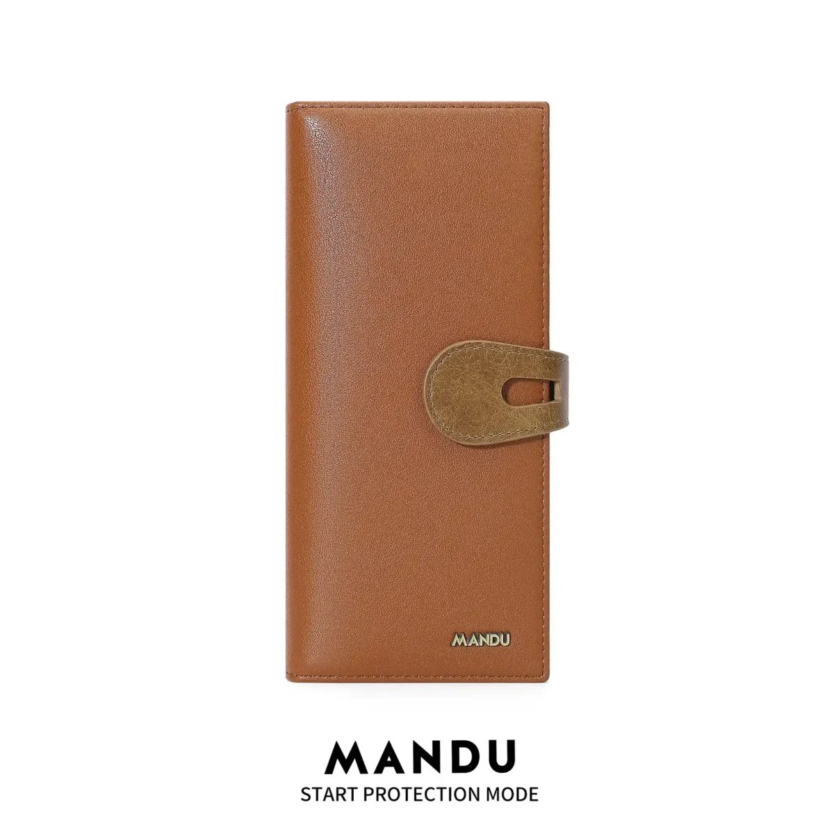 RFID Protected Mandu Branded Premium Quality Genuine Leather Long Wallet with Branded Gift Box