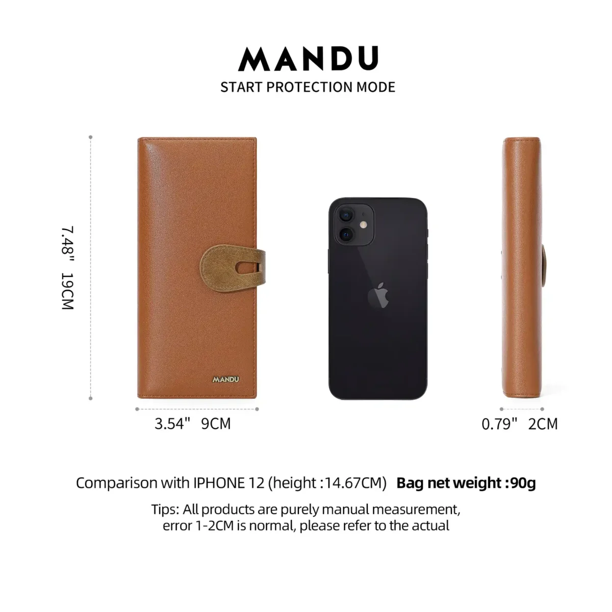RFID Protected Mandu Branded Premium Quality Genuine Leather Long Wallet with Branded Gift Box