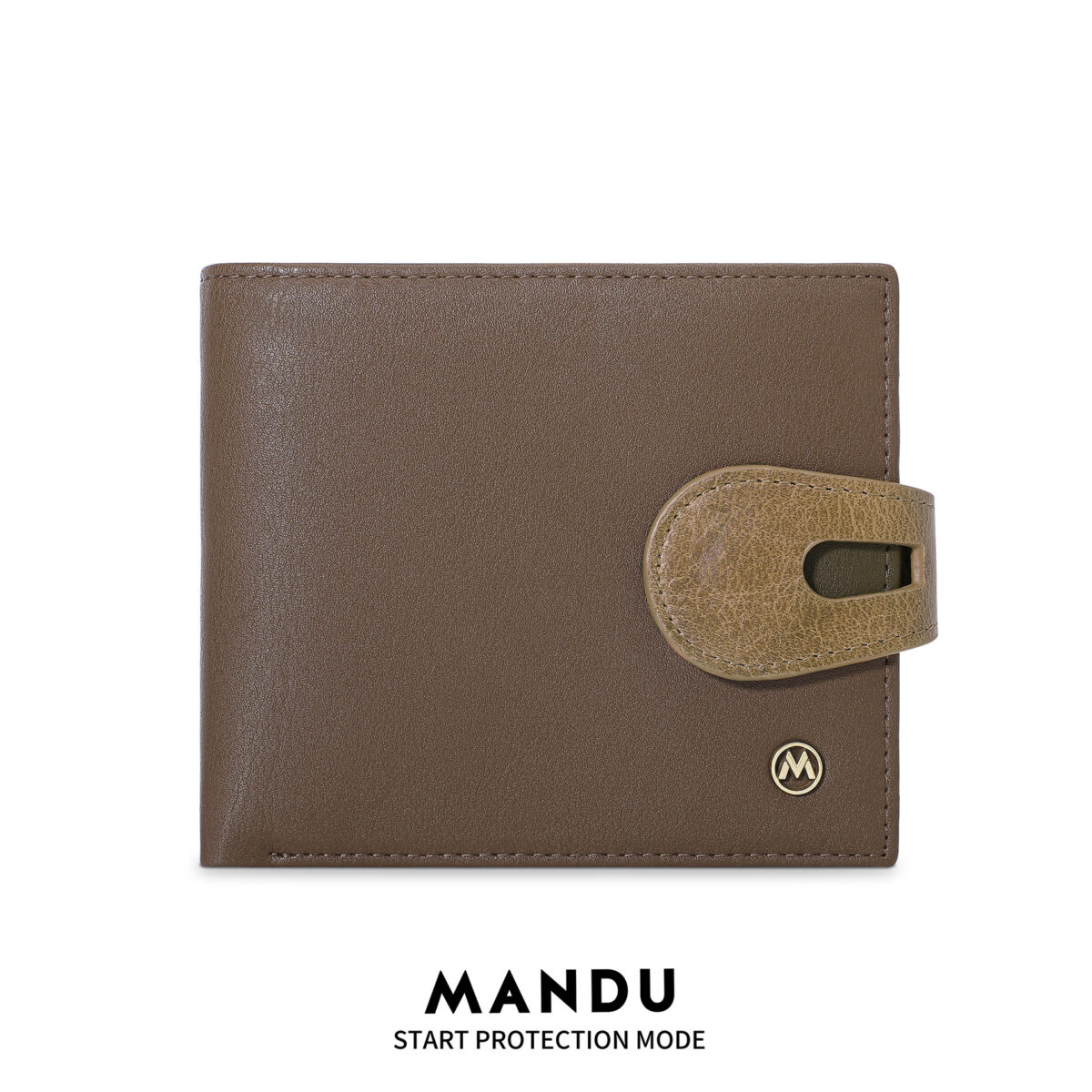 RFID Protected Snap Button Closure Mandu Branded Original Leather Wallet with Branded Gift Box Brand: Mandu