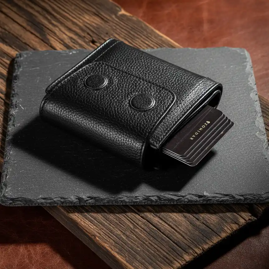 Magnetic Compact Genuine Leather Wallet Magnetic Compact Genuine Leather Wallet