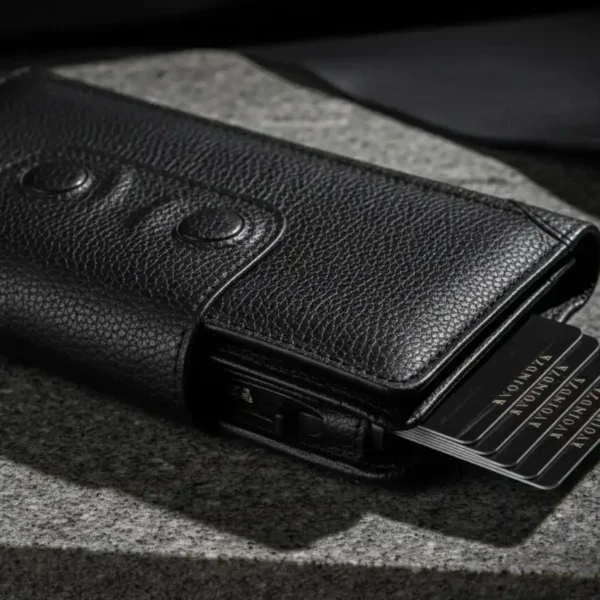 Premium Genuine Leather Long Wallet with Metal Card Holder – Slim, Secure & Multifunctional