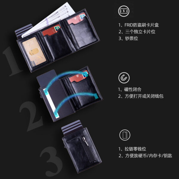 Magnetic Closure RFID Protected Pop Up Card Holder TriFold Wallet